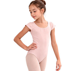 Bloch Pink Ballet Leotard Short Sleeve Round Neck Girls 4/6 NWT